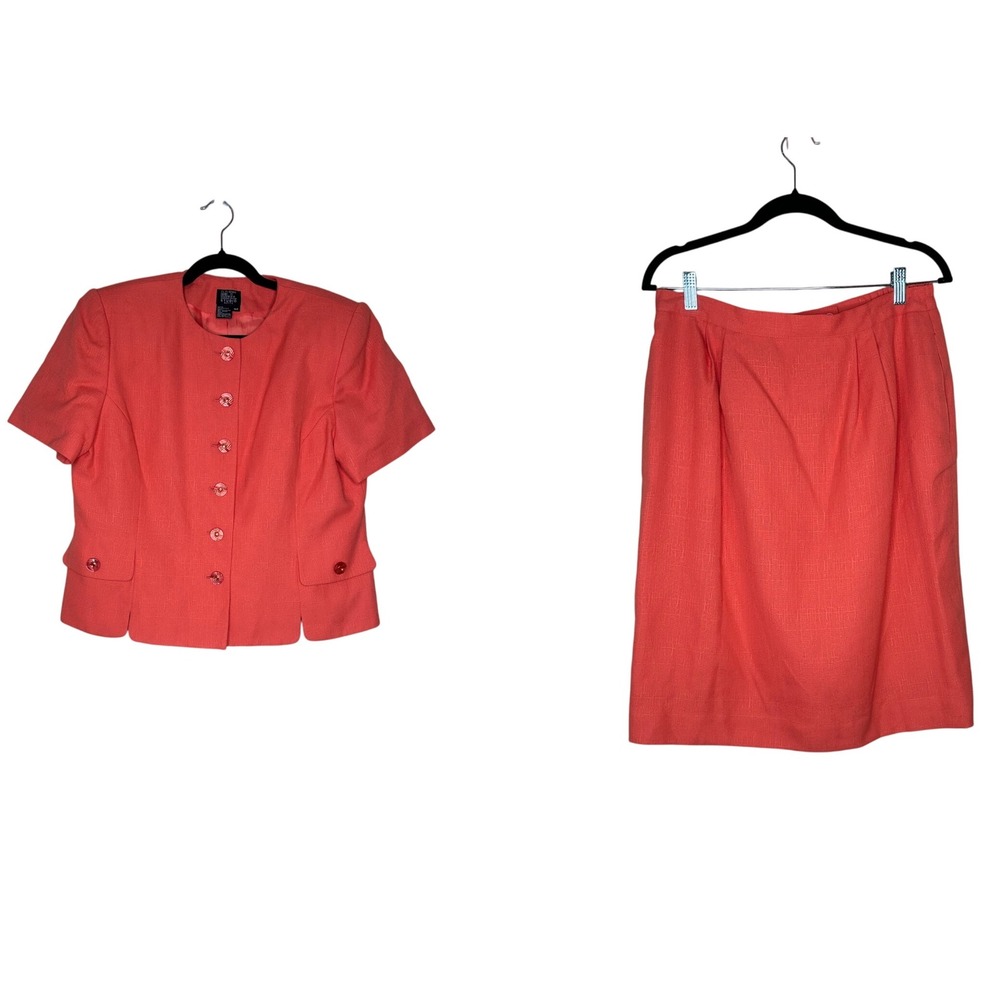 Morgan Taylor VTG Skirt‎ Suit Set Career Interview Petite Coral 16P Lined